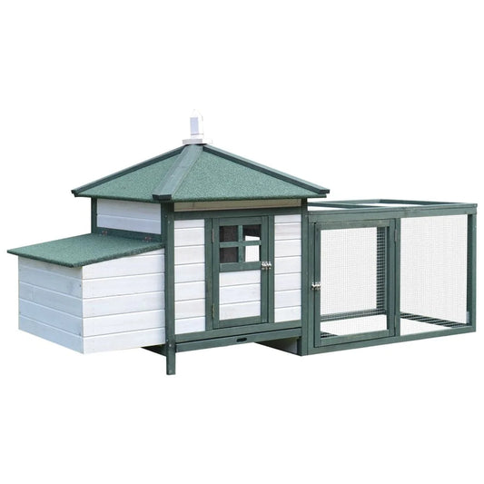Pawhut 77'' Chicken Coop Small Animal Wooden Cage Habitat Backyard W/Nestbox Animals & Pet Supplies > Pet Supplies > Small Animal Supplies > Small Animal Habitats & Cages Aosom LLC White  