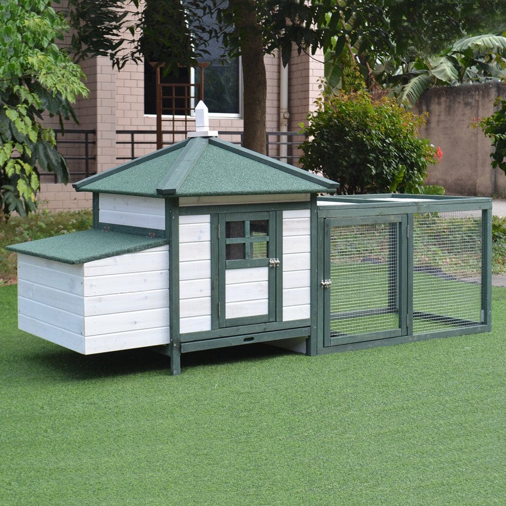 Pawhut 77'' Chicken Coop Small Animal Wooden Cage Habitat Backyard W/Nestbox Animals & Pet Supplies > Pet Supplies > Small Animal Supplies > Small Animal Habitats & Cages Aosom LLC   