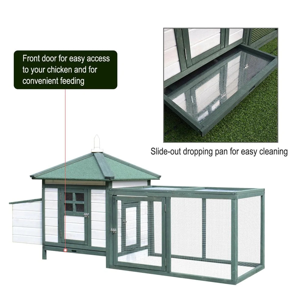 Pawhut 77'' Chicken Coop Small Animal Wooden Cage Habitat Backyard W/Nestbox Animals & Pet Supplies > Pet Supplies > Small Animal Supplies > Small Animal Habitats & Cages Aosom LLC   