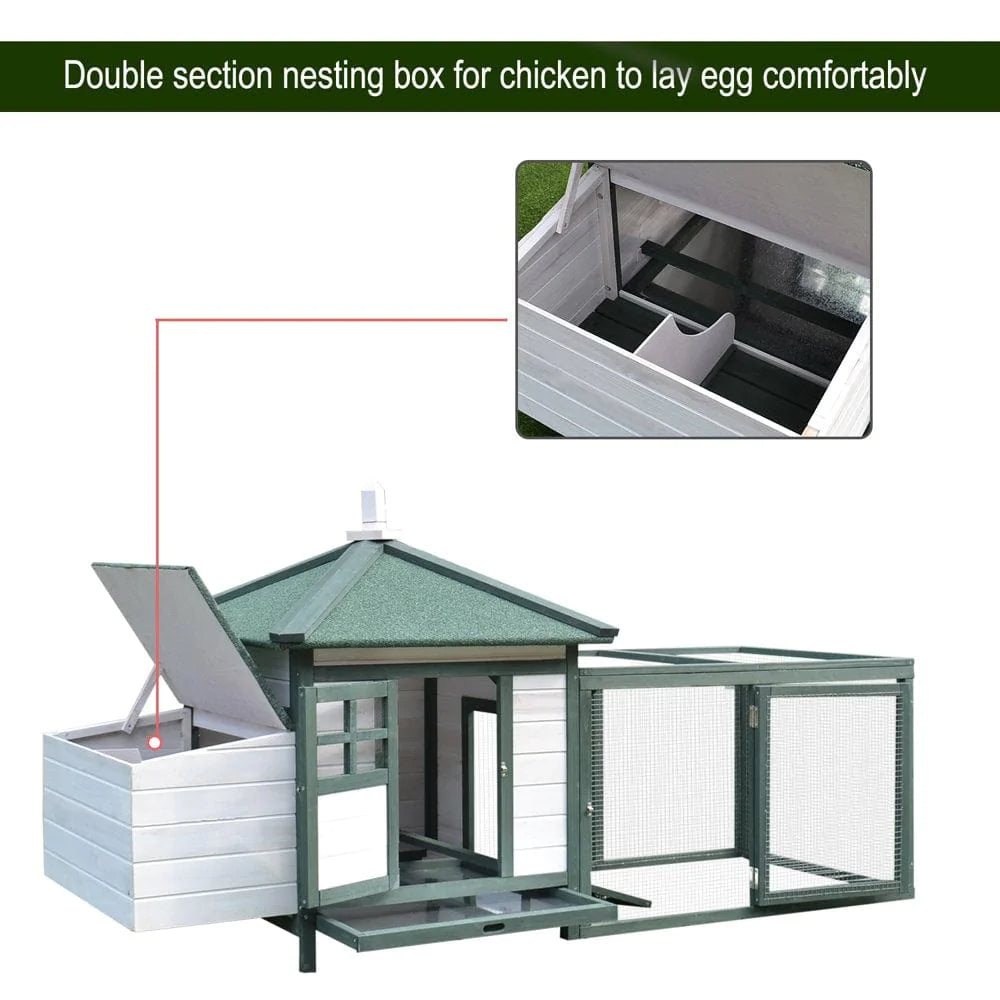 Pawhut 77'' Chicken Coop Small Animal Wooden Cage Habitat Backyard W/Nestbox Animals & Pet Supplies > Pet Supplies > Small Animal Supplies > Small Animal Habitats & Cages Aosom LLC   