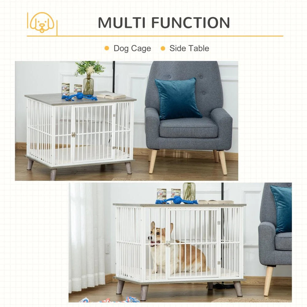 Pawhut Furniture Style Dog Cage House W/ Soft Cushion for Small Medium Dog, Grey Animals & Pet Supplies > Pet Supplies > Dog Supplies > Dog Houses Aosom LLC   