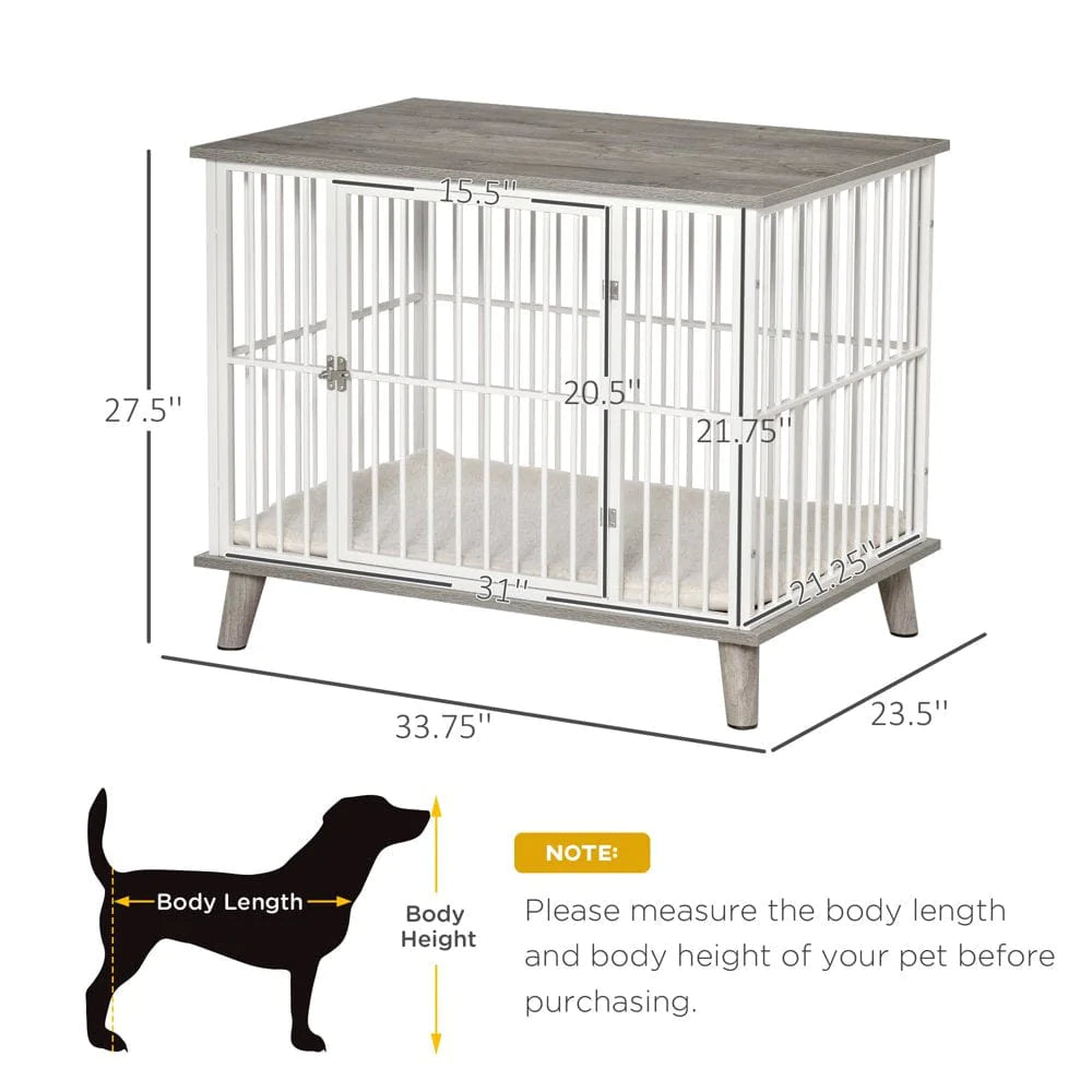 Pawhut Furniture Style Dog Cage House W/ Soft Cushion for Small Medium Dog, Grey Animals & Pet Supplies > Pet Supplies > Dog Supplies > Dog Houses Aosom LLC   