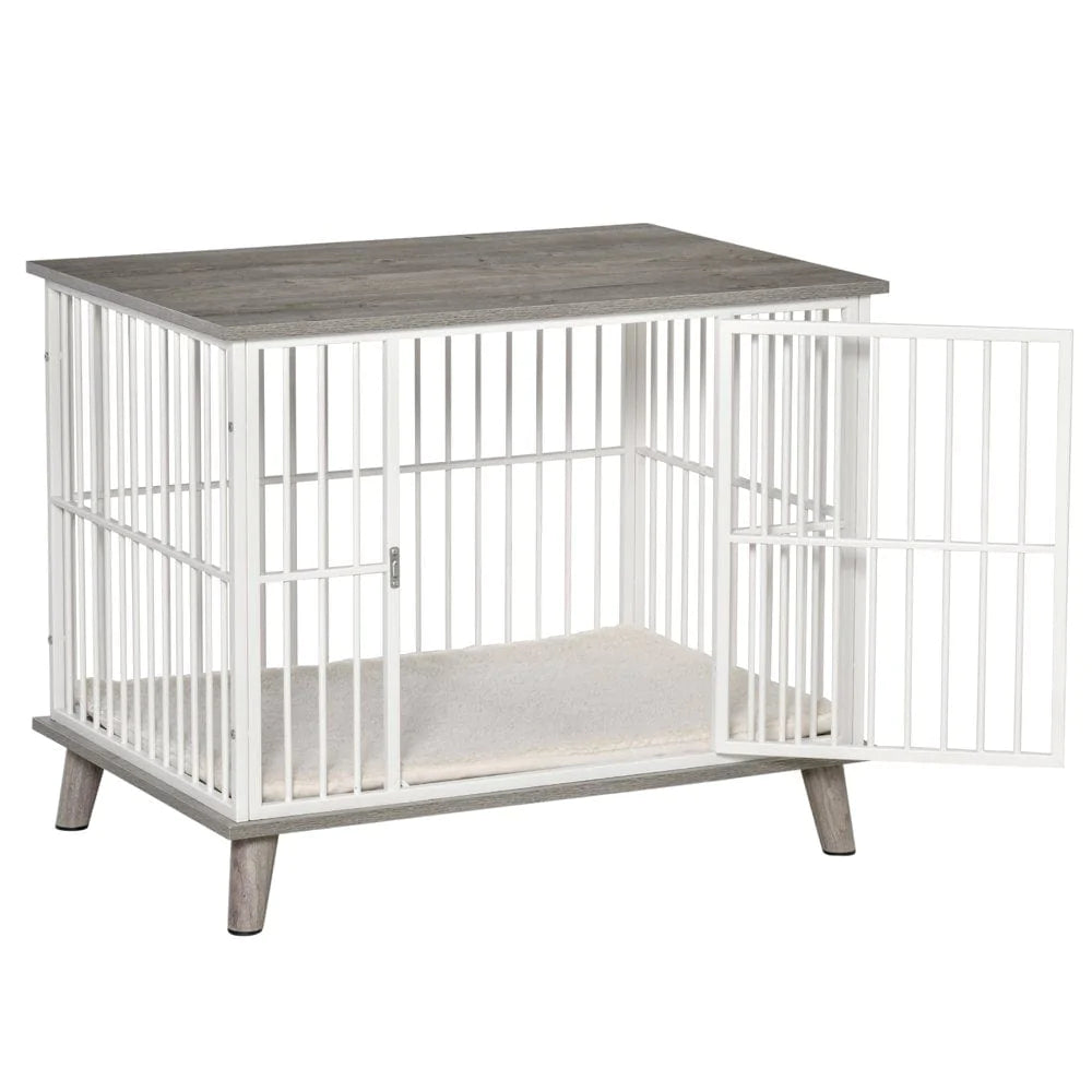 Pawhut Furniture Style Dog Cage House W/ Soft Cushion for Small Medium Dog, Grey Animals & Pet Supplies > Pet Supplies > Dog Supplies > Dog Houses Aosom LLC   