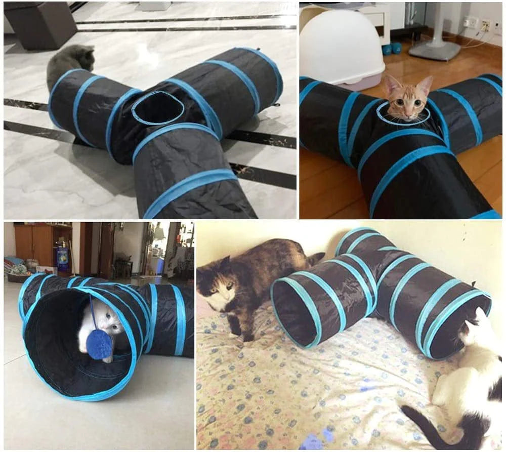 Pawise Cat Tunnel Kitty Cube Pop up Collapsible Foldable 3 Direction Tunnel with Ball (3-Way) Animals & Pet Supplies > Pet Supplies > Cat Supplies > Cat Toys PAWISE   