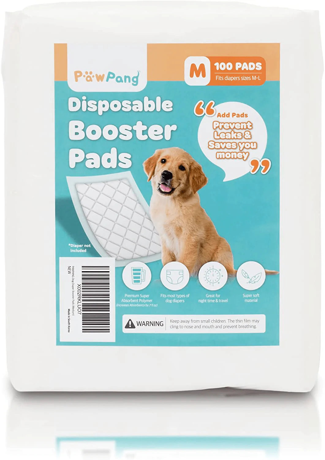 PAWPANG Disposable Dog Diaper Liners Booster Pads for Male & Female Dogs, 100Ct, 4 Sizes Variations, Doggie Diaper Inserts Fit Most Types of Dog Diapers - Pet Belly Bands & Male Wraps Animals & Pet Supplies > Pet Supplies > Dog Supplies > Dog Diaper Pads & Liners PAWPANG Medium  