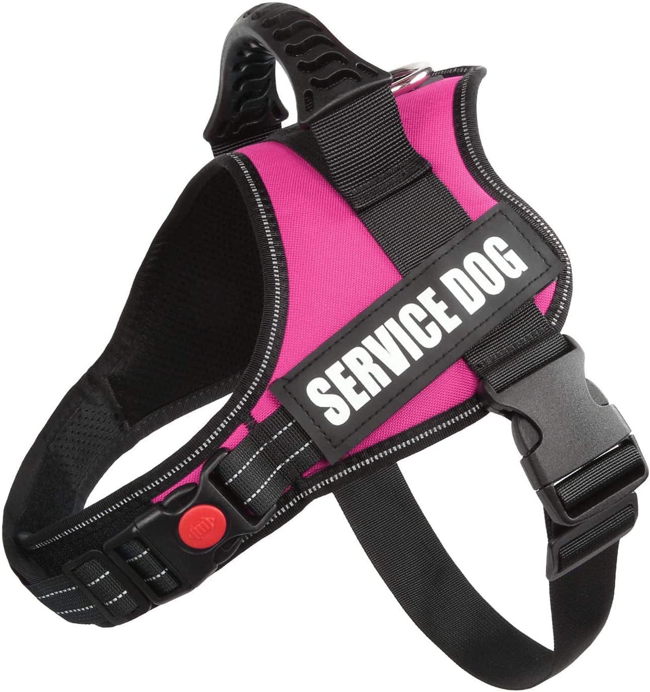 Pawshoppie Real Reflective Service Dog Vest Harness with 2 Free Removable Service Dog and 2 “Emotional Support’’ Patches, Woven Polyester & Nylon, Comfy Soft Padding (M(Girth:25-31''), Black) Animals & Pet Supplies > Pet Supplies > Dog Supplies > Dog Apparel Pawshoppie Pink XL(Girth: 32-44'') 