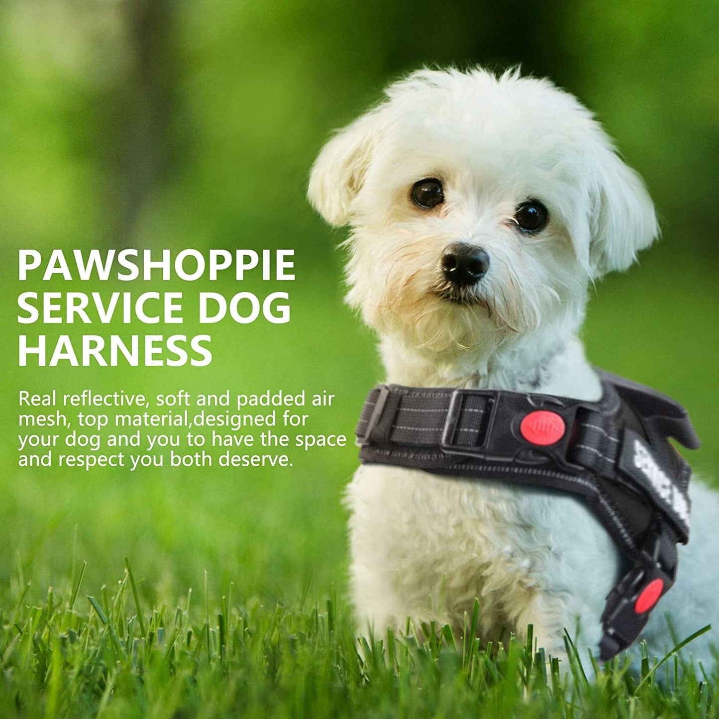 Pawshoppie Real Reflective Service Dog Vest Harness with 2 Free Removable Service Dog and 2 “Emotional Support’’ Patches, Woven Polyester & Nylon, Comfy Soft Padding (M(Girth:25-31''), Black) Animals & Pet Supplies > Pet Supplies > Dog Supplies > Dog Apparel Pawshoppie   