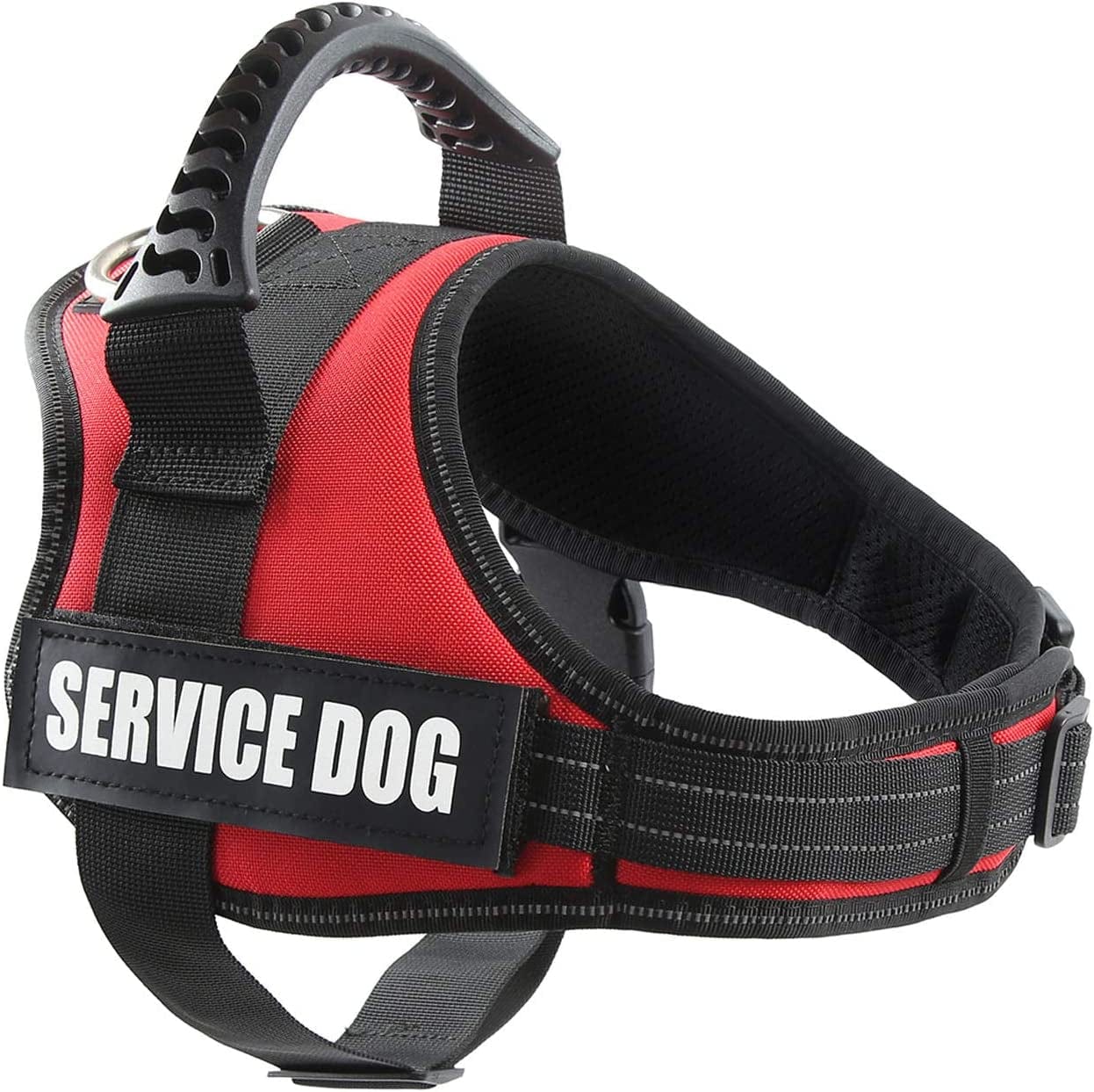 Pawshoppie Real Reflective Service Dog Vest Harness with 2 Free Removable Service Dog and 2 “Emotional Support’’ Patches, Woven Polyester & Nylon, Comfy Soft Padding (M(Girth:25-31''), Black) Animals & Pet Supplies > Pet Supplies > Dog Supplies > Dog Apparel Pawshoppie Red XS(Girth:18-22'') 