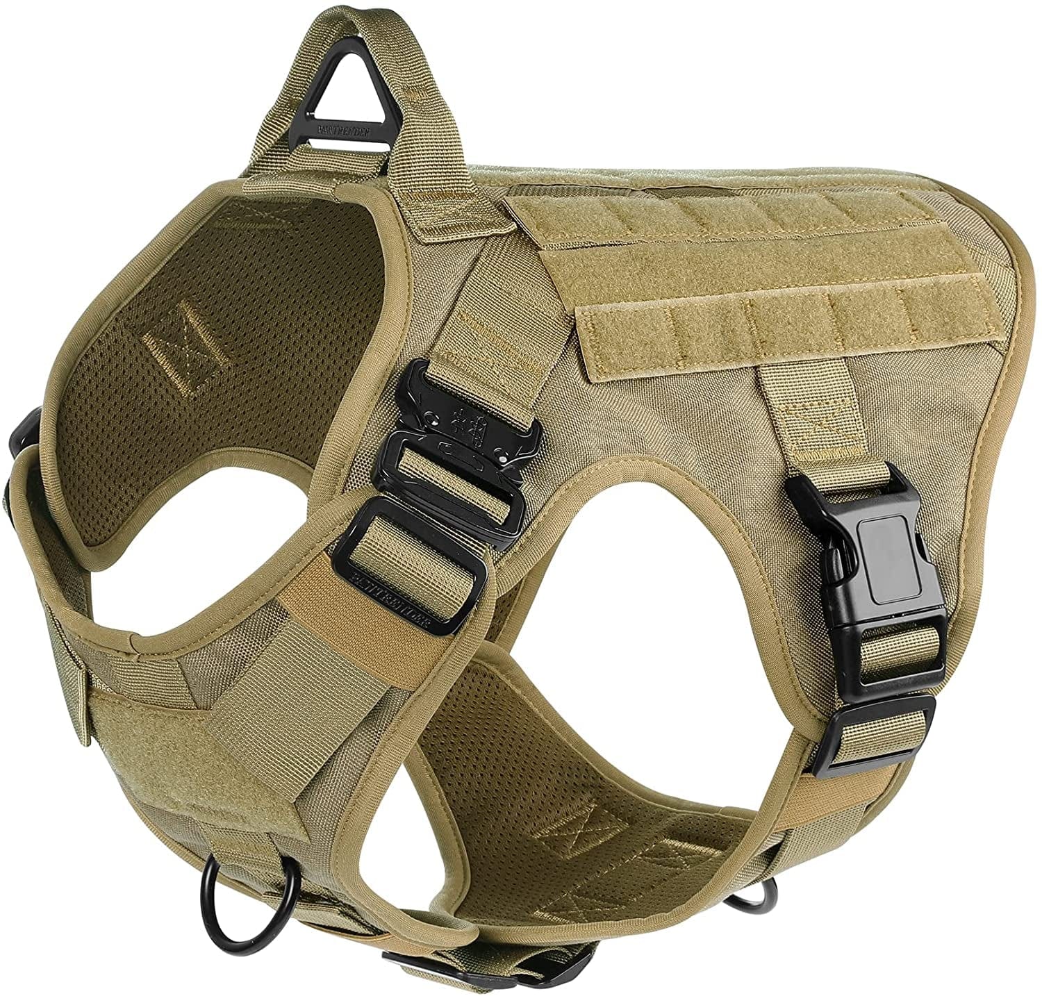 PAWTRENDER Tactical Dog Harness for Large Dogs No Pull, Adjustable Service Dog Vest Harness with Handle, Heavy Duty Big Dog Harness for Walking Running Training Working Hiking, Black, L Animals & Pet Supplies > Pet Supplies > Dog Supplies > Dog Apparel PAWTRENDER Brown Large 