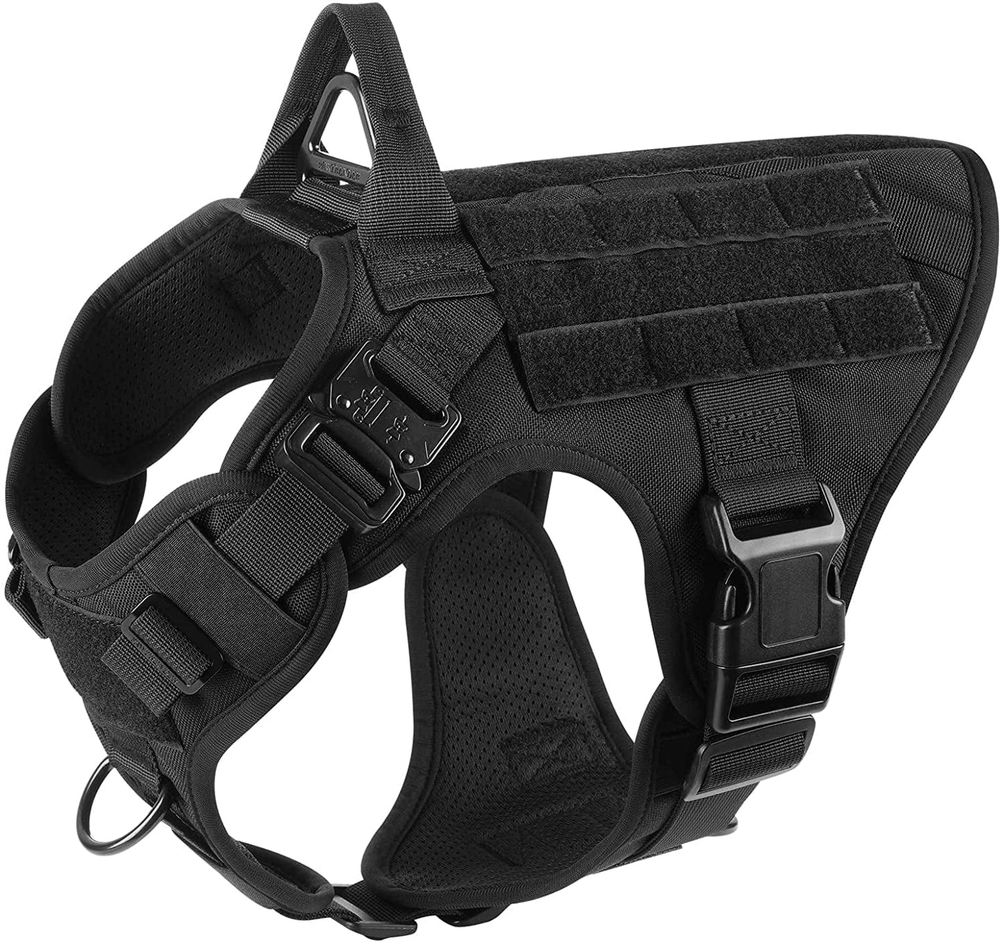 PAWTRENDER Tactical Dog Harness for Large Dogs No Pull, Adjustable Service Dog Vest Harness with Handle, Heavy Duty Big Dog Harness for Walking Running Training Working Hiking, Black, L Animals & Pet Supplies > Pet Supplies > Dog Supplies > Dog Apparel PAWTRENDER Black Medium 