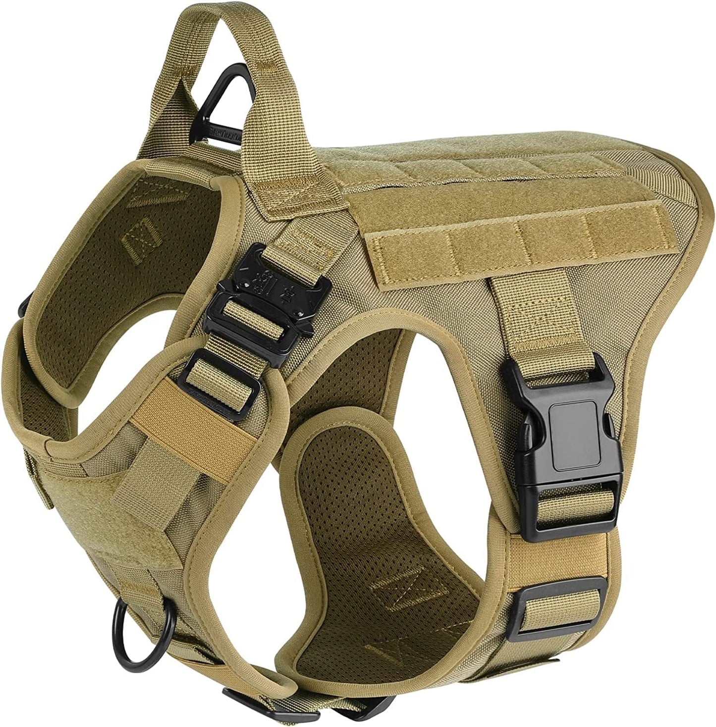 PAWTRENDER Tactical Dog Harness for Large Dogs No Pull, Adjustable Service Dog Vest Harness with Handle, Heavy Duty Big Dog Harness for Walking Running Training Working Hiking, Black, L Animals & Pet Supplies > Pet Supplies > Dog Supplies > Dog Apparel PAWTRENDER Brown Medium 