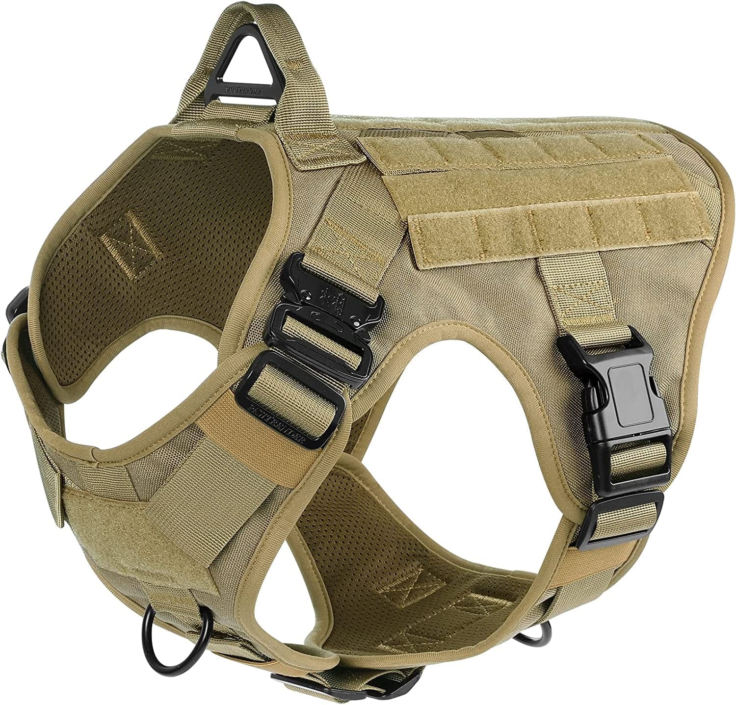 PAWTRENDER Tactical Dog Harness for Large Dogs No Pull, Adjustable Service Dog Vest Harness with Handle, Heavy Duty Big Dog Harness for Walking Running Training Working Hiking, Black, L Animals & Pet Supplies > Pet Supplies > Dog Supplies > Dog Apparel PAWTRENDER Brown X-Large 