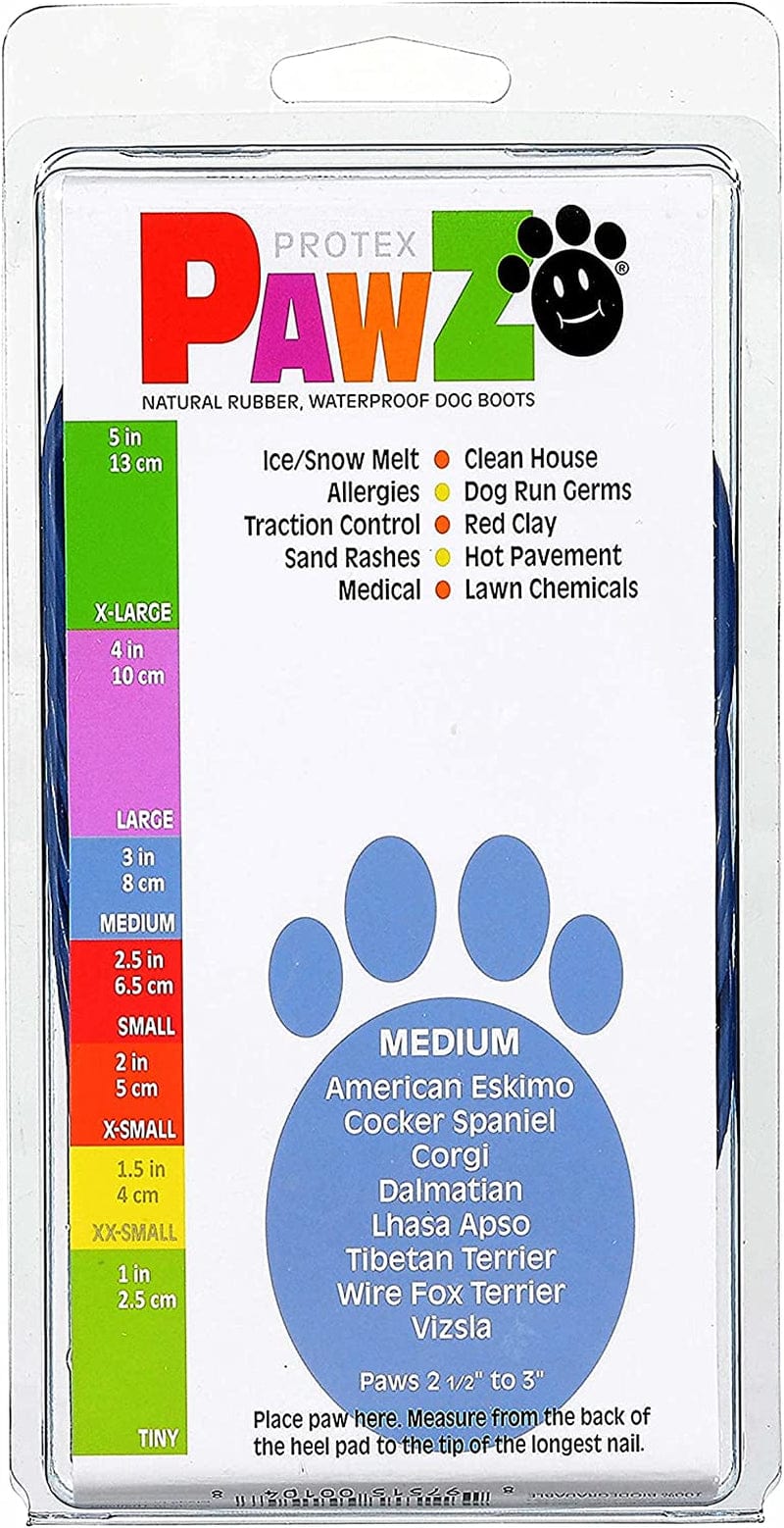Pawz Dog Boots | Rubber Dog Booties | Waterproof Snow Boots for Dogs | Paw Protection for Dogs | 12 Dog Shoes per Pack (Medium, Blue) Animals & Pet Supplies > Pet Supplies > Dog Supplies > Dog Apparel Pawz Dog Boots LLC   