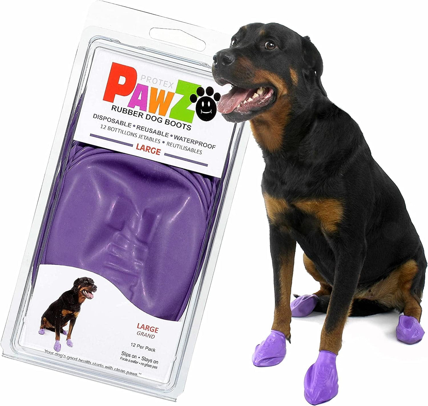 Pawz Dog Boots | Rubber Dog Booties | Waterproof Snow Boots for Dogs | Paw Protection for Dogs | 12 Dog Shoes per Pack (Medium, Blue) Animals & Pet Supplies > Pet Supplies > Dog Supplies > Dog Apparel Pawz Dog Boots LLC Large  