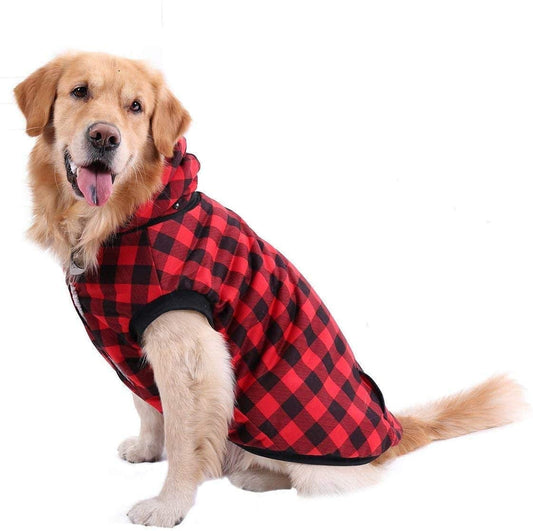 PAWZ Road Dog Plaid Shirt Coat Hoodie Pet Winter Clothes Warm and Soft for Medium and Large Dogs,Upgrade Version Red L Animals & Pet Supplies > Pet Supplies > Dog Supplies > Dog Apparel PAWZ Road Red Large (Pack of 1) 