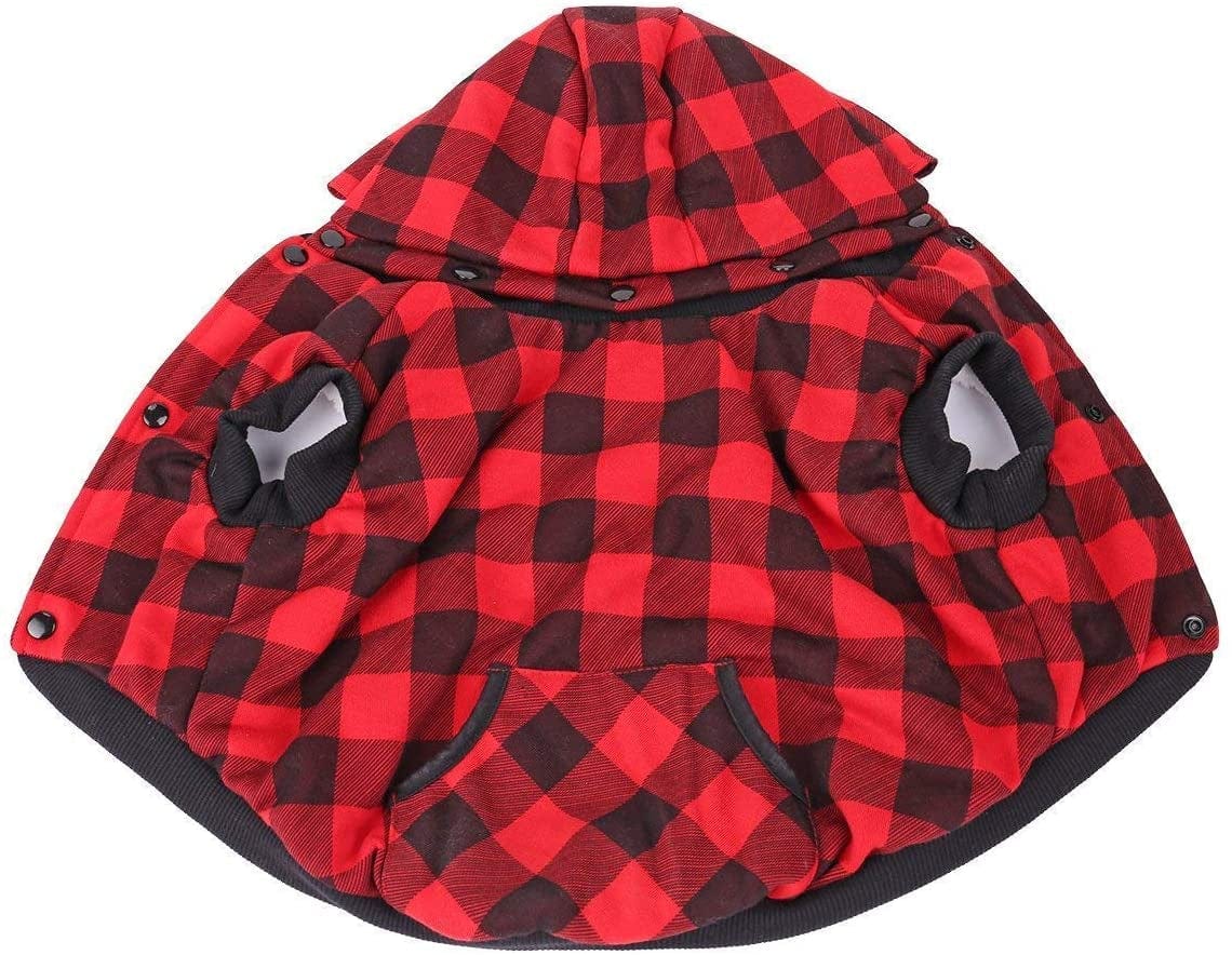 PAWZ Road Dog Plaid Shirt Coat Hoodie Pet Winter Clothes Warm and Soft for Medium and Large Dogs,Upgrade Version Red L Animals & Pet Supplies > Pet Supplies > Dog Supplies > Dog Apparel PAWZ Road   