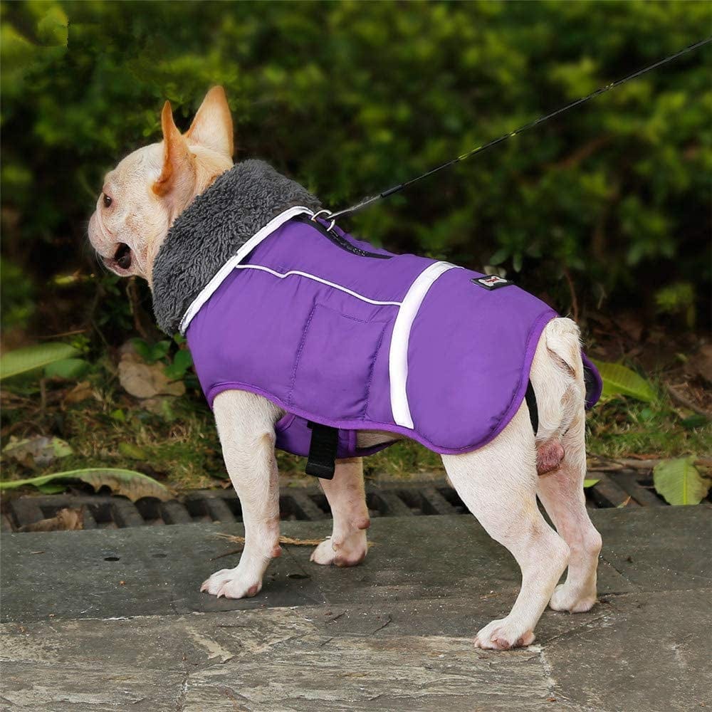 PENIVO Cold Weather Reflective Coats Adjustable Dog Clothes Winter Waterproof Outdoor Pet Dog Jacket Thicken Warm Dog Coat for Small Medium Large Dog Sweater (XL, Purple) Animals & Pet Supplies > Pet Supplies > Dog Supplies > Dog Apparel PENIVO   