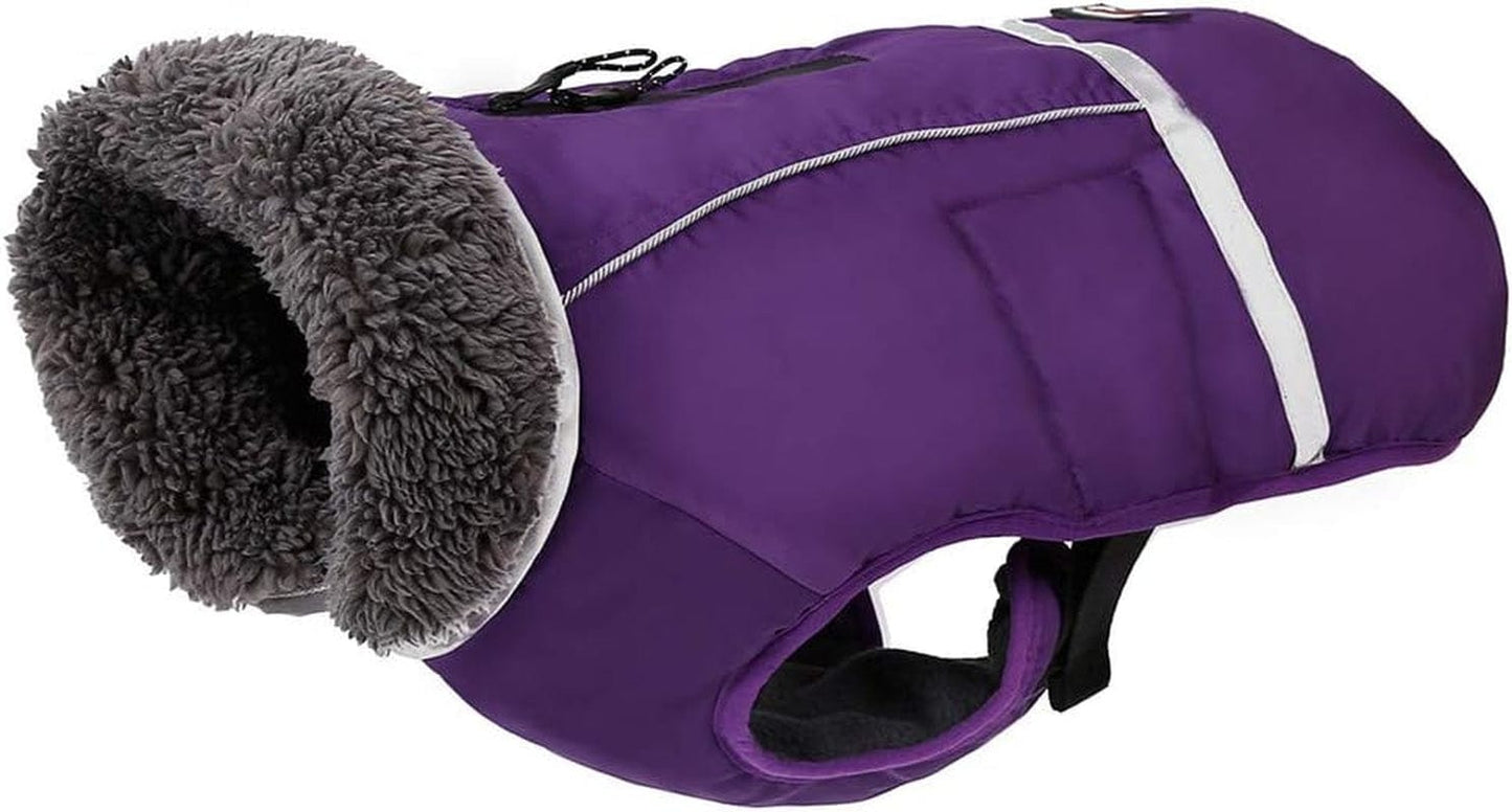 PENIVO Cold Weather Reflective Coats Adjustable Dog Clothes Winter Waterproof Outdoor Pet Dog Jacket Thicken Warm Dog Coat for Small Medium Large Dog Sweater (XL, Purple) Animals & Pet Supplies > Pet Supplies > Dog Supplies > Dog Apparel PENIVO Purple S 