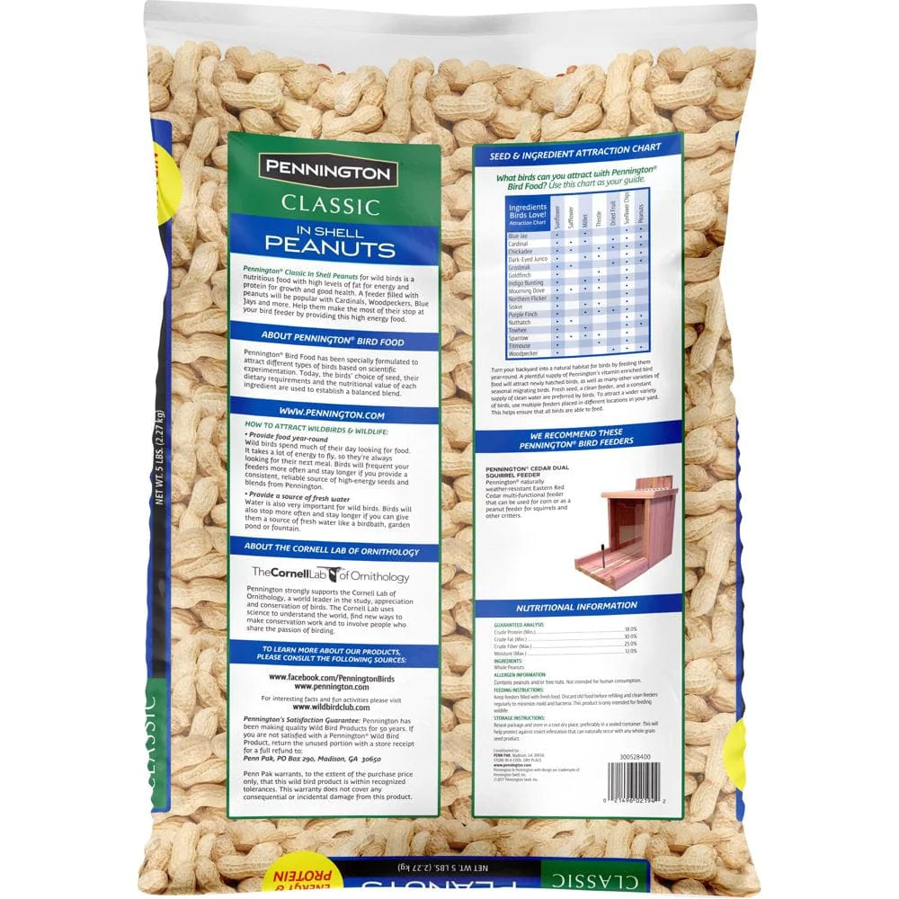 Pennington in Shell Peanuts Wildlife and Wild Bird Food, 5 Lb. Bag Animals & Pet Supplies > Pet Supplies > Bird Supplies > Bird Food CENTRAL GARDEN & PET COMPANY   