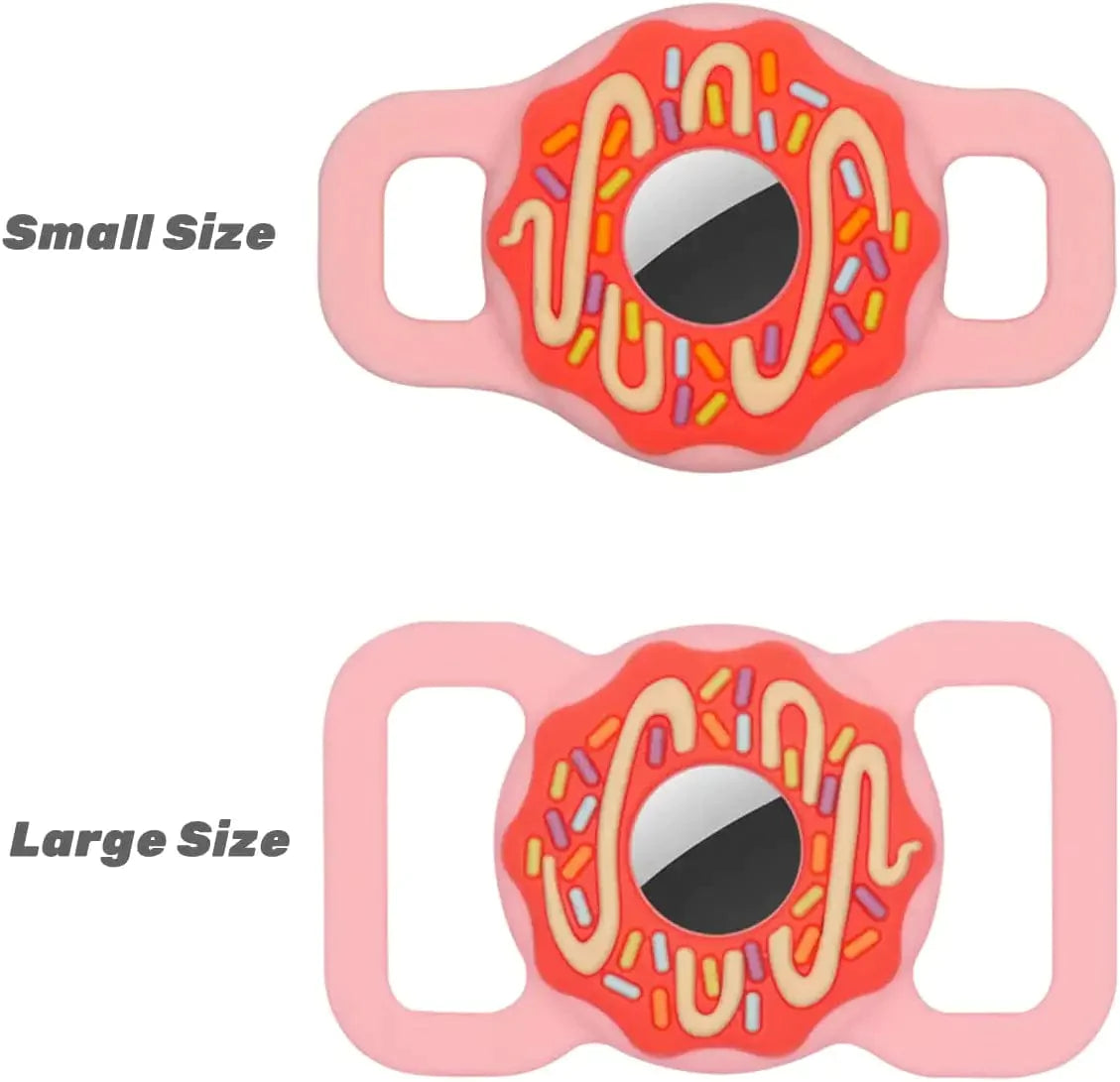 Pet Collar Holder Compatible for Airtag,Doughnut Shape Protective Cases Covers Dog Cat Collar Holder Silicone Waterproof (Small, Pink)