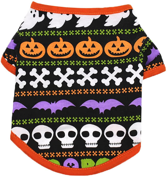 Pet Dog Clothes Halloween Festivals Pumpkin Cotton Black Vest T Shirt Clothes Cute Dog Outfits for Small Dogs Girls Animals & Pet Supplies > Pet Supplies > Dog Supplies > Dog Apparel VEFSU Black X-Small 