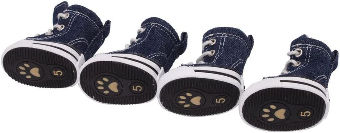 Pet Dog Puppy Nonslip Canvas Sport Shoes Sneaker Boots Rubber Sole Size 5 Blue by Mallofusa Animals & Pet Supplies > Pet Supplies > Dog Supplies > Dog Apparel MALLOFUSA   