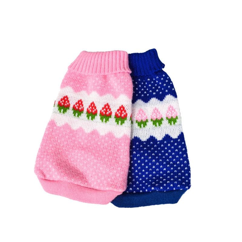 Pet Dog Sweaters, Knitted Classic Pet Strawberry Pattern Sweater Autumn Winter Warm Costume Pet Dog Cat Warm Coat Dog Classic Outfit Knit Sweater Winter Clothes Apparel for Small Puppy,Pink,Xs