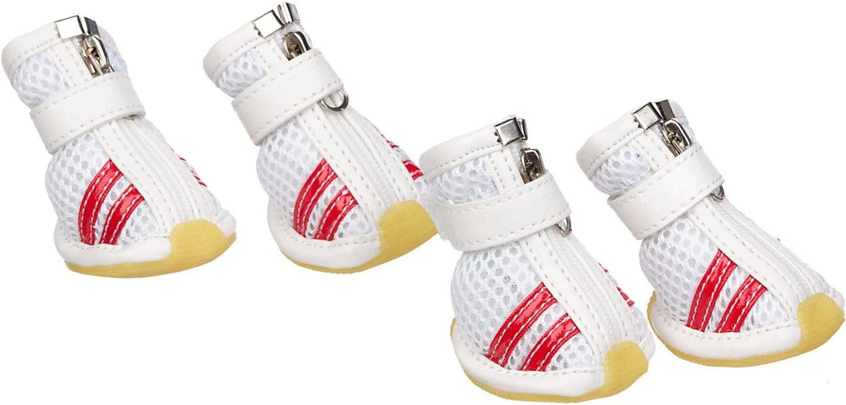 PET LIFE 'Air-Mesh' Flexible Lightweight Sporty Fashion Breathable Pet Dog Shoes Sneakers Booties Boots W/ Rubberized Grips, Small, White & Red Animals & Pet Supplies > Pet Supplies > Dog Supplies > Dog Apparel Pet Life, LLC.   