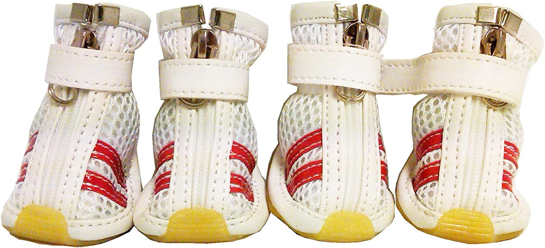 PET LIFE 'Air-Mesh' Flexible Lightweight Sporty Fashion Breathable Pet Dog Shoes Sneakers Booties Boots W/ Rubberized Grips, Small, White & Red Animals & Pet Supplies > Pet Supplies > Dog Supplies > Dog Apparel Pet Life, LLC.   