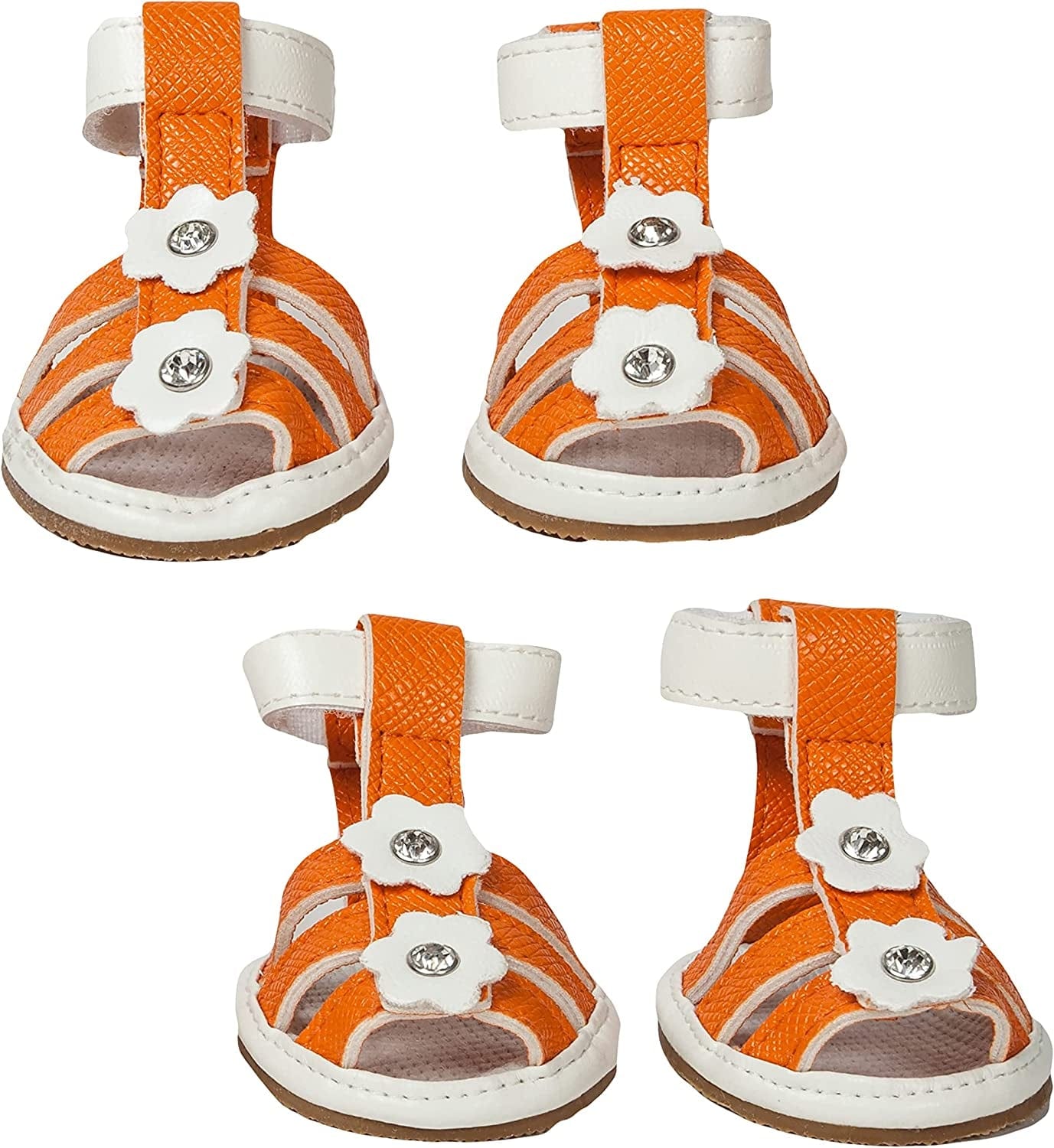 Pet Life Buckle-Supportive Reflective PVC Dog Sandals - Waterproof Summer Dog Shoes with Added Details - Set of 4 Pet Sandals Animals & Pet Supplies > Pet Supplies > Dog Supplies > Dog Apparel Pet Life Orange X-Small 