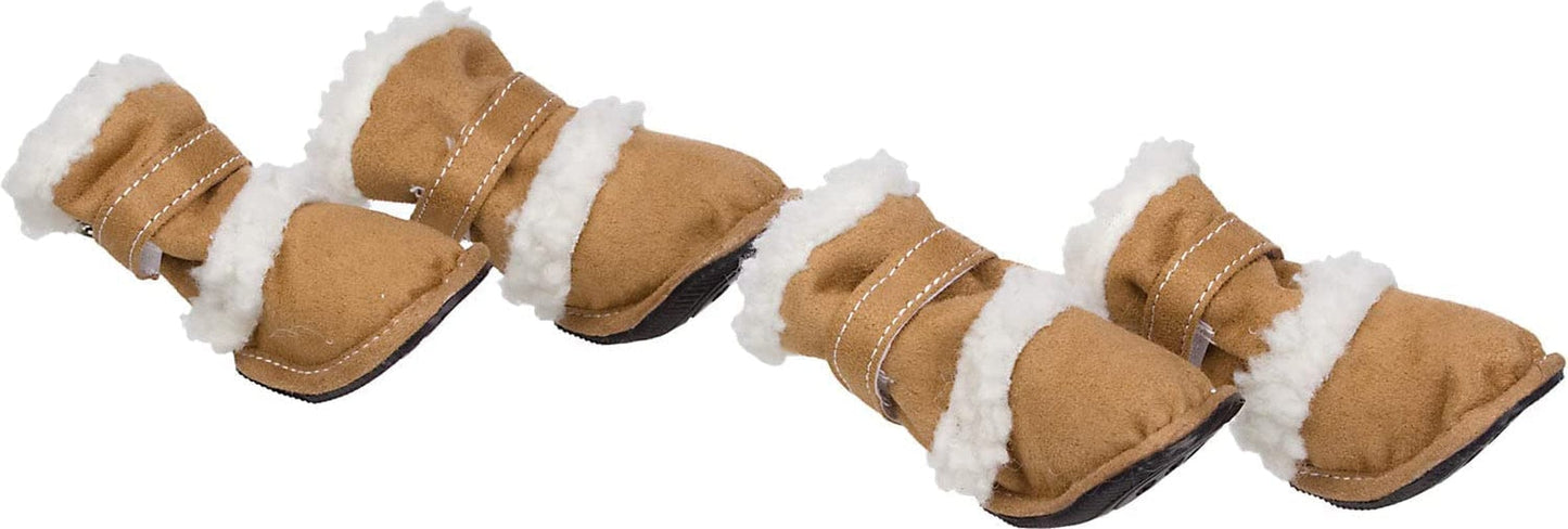 Pet Life 'Duggz' Shearling Dog Shoes - Winter Dog Boots with Dual Hook-And-Loop Enclosures for Ankle Support - Set of 4 Shoes for Dogs Animals & Pet Supplies > Pet Supplies > Dog Supplies > Dog Apparel Pet Life, LLC. Beige Small 