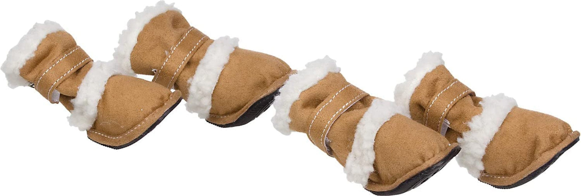 Pet Life 'Duggz' Shearling Dog Shoes - Winter Dog Boots with Dual Hook-And-Loop Enclosures for Ankle Support - Set of 4 Shoes for Dogs Animals & Pet Supplies > Pet Supplies > Dog Supplies > Dog Apparel Pet Life, LLC. Beige Small 
