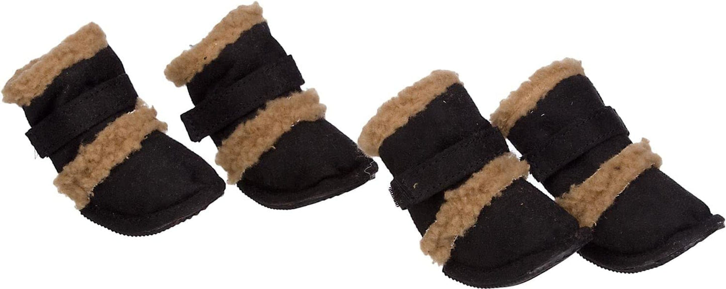 Pet Life 'Duggz' Shearling Dog Shoes - Winter Dog Boots with Dual Hook-And-Loop Enclosures for Ankle Support - Set of 4 Shoes for Dogs Animals & Pet Supplies > Pet Supplies > Dog Supplies > Dog Apparel Pet Life, LLC. Black Medium 