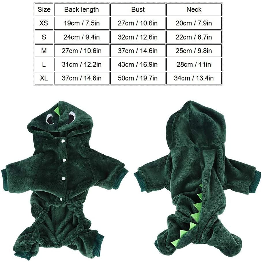 Pet Puppy Hoodies,Fleece Puppy Cute Warm Hoodies Coat Pet Winter Warm Dog Jacket Dinosaur Shape Pet Dog Clothes with Hat(S) (Size : Large) Animals & Pet Supplies > Pet Supplies > Dog Supplies > Dog Apparel NKII   