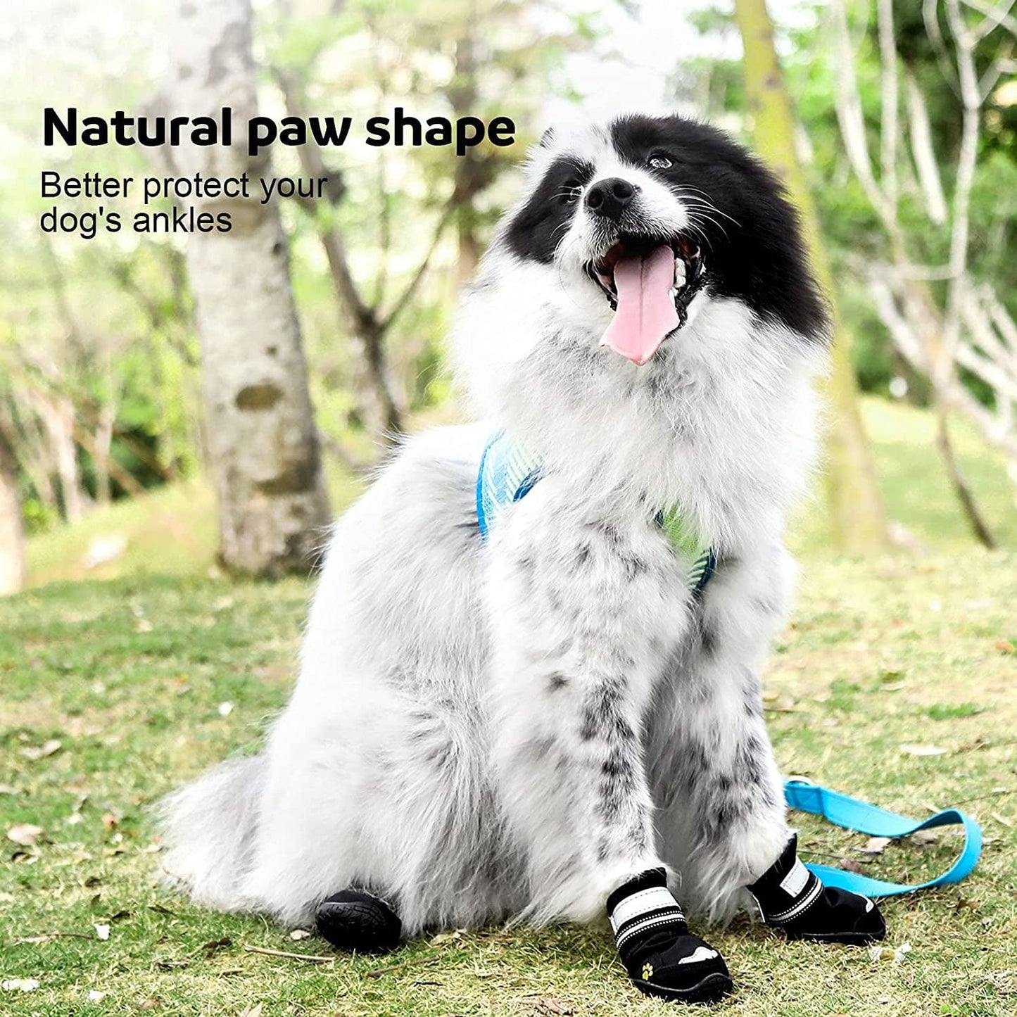 Petbank Dog Shoes, Dog Boots Paw Protectors for Dogs Rugged Anti-Slip Sole, Dog Shoes for Large Dogs with Reflective Strips, Dog Protector Boots Black 4Pcs(7#:3.26"X2.75"(L*W) Animals & Pet Supplies > Pet Supplies > Dog Supplies > Dog Apparel Petbank   