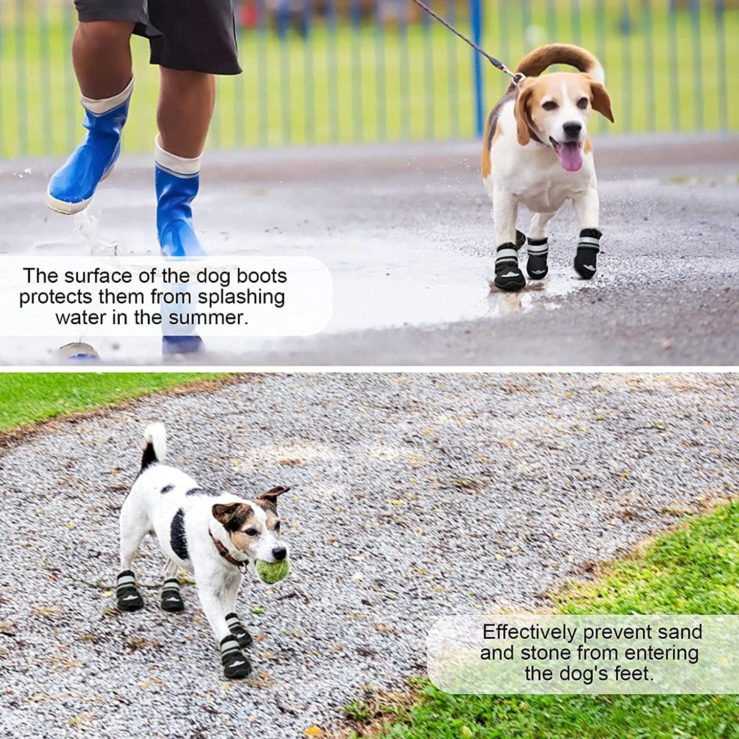 Petbank Dog Shoes, Dog Boots Paw Protectors for Dogs Rugged Anti-Slip Sole, Dog Shoes for Large Dogs with Reflective Strips, Dog Protector Boots Black 4Pcs(7#:3.26"X2.75"(L*W) Animals & Pet Supplies > Pet Supplies > Dog Supplies > Dog Apparel Petbank   