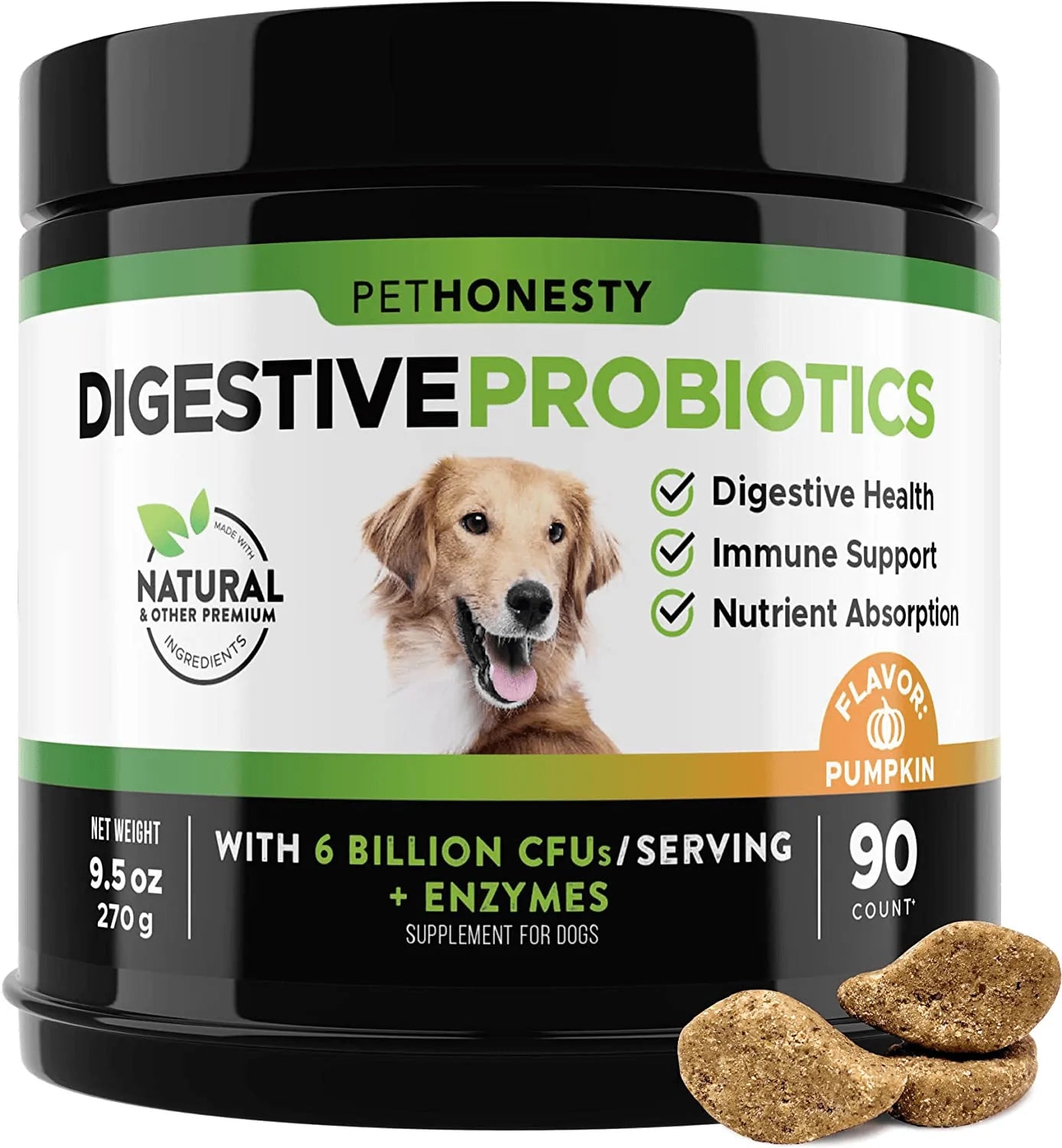 Pethonesty Digestive Probiotics for Dogs - All-Natural Advanced Dog Probiotics Chews with Prebiotics & Pumpkin, Helps with Dog Diarrhea and Constipation, Improves Digestion, Allergy, Immunity & Health Animals & Pet Supplies > Pet Supplies > Dog Supplies > Dog Treadmills PetHonesty Pumpkin  