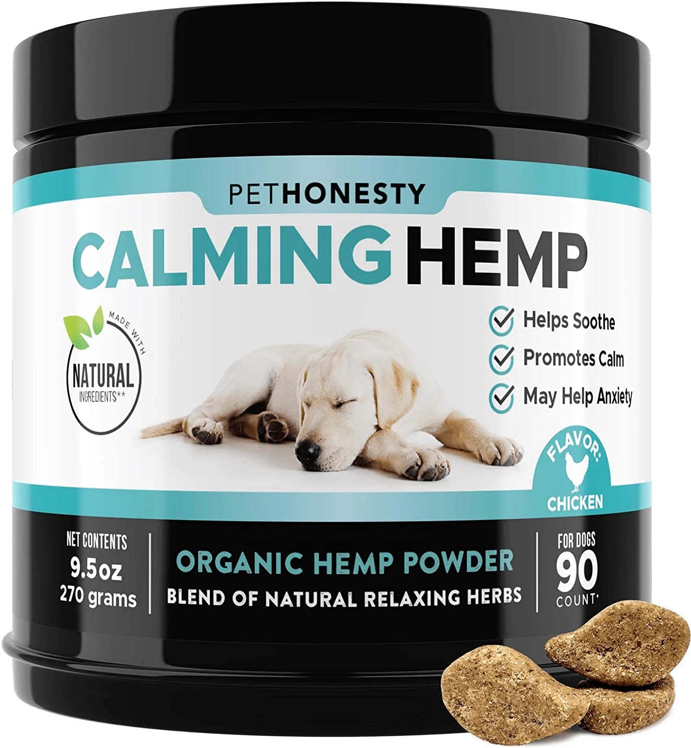 Pethonesty Hemp Calming Treats for Dogs - All-Natural Soothing Snacks with Hemp + Valerian Root, Stress & Dog Anxiety Relief - Aids with Thunder, Fireworks, Chewing & Barking Animals & Pet Supplies > Pet Supplies > Small Animal Supplies > Small Animal Treats PetHonesty Chicken  