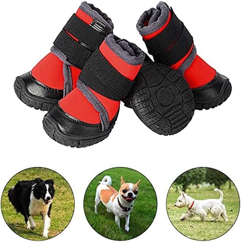 PETLOFT Dog Boots, Slip Resistant Waterproof 4Pcs Dog Puppy Shoes for Small Medium Large Dogs with Adjustable Fastener Strap, Protect Pet Paws Easy to Wear (L, Red) Animals & Pet Supplies > Pet Supplies > Dog Supplies > Dog Apparel J&D Tech Red Large (Pack of 4) 
