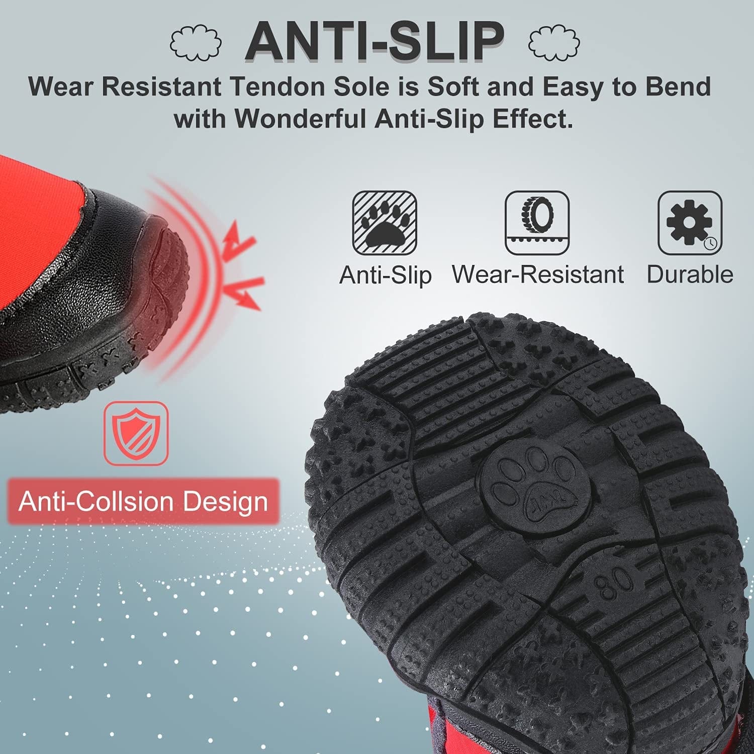 PETLOFT Dog Boots, Slip Resistant Waterproof 4Pcs Dog Puppy Shoes for Small Medium Large Dogs with Adjustable Fastener Strap, Protect Pet Paws Easy to Wear (L, Red) Animals & Pet Supplies > Pet Supplies > Dog Supplies > Dog Apparel J&D Tech   