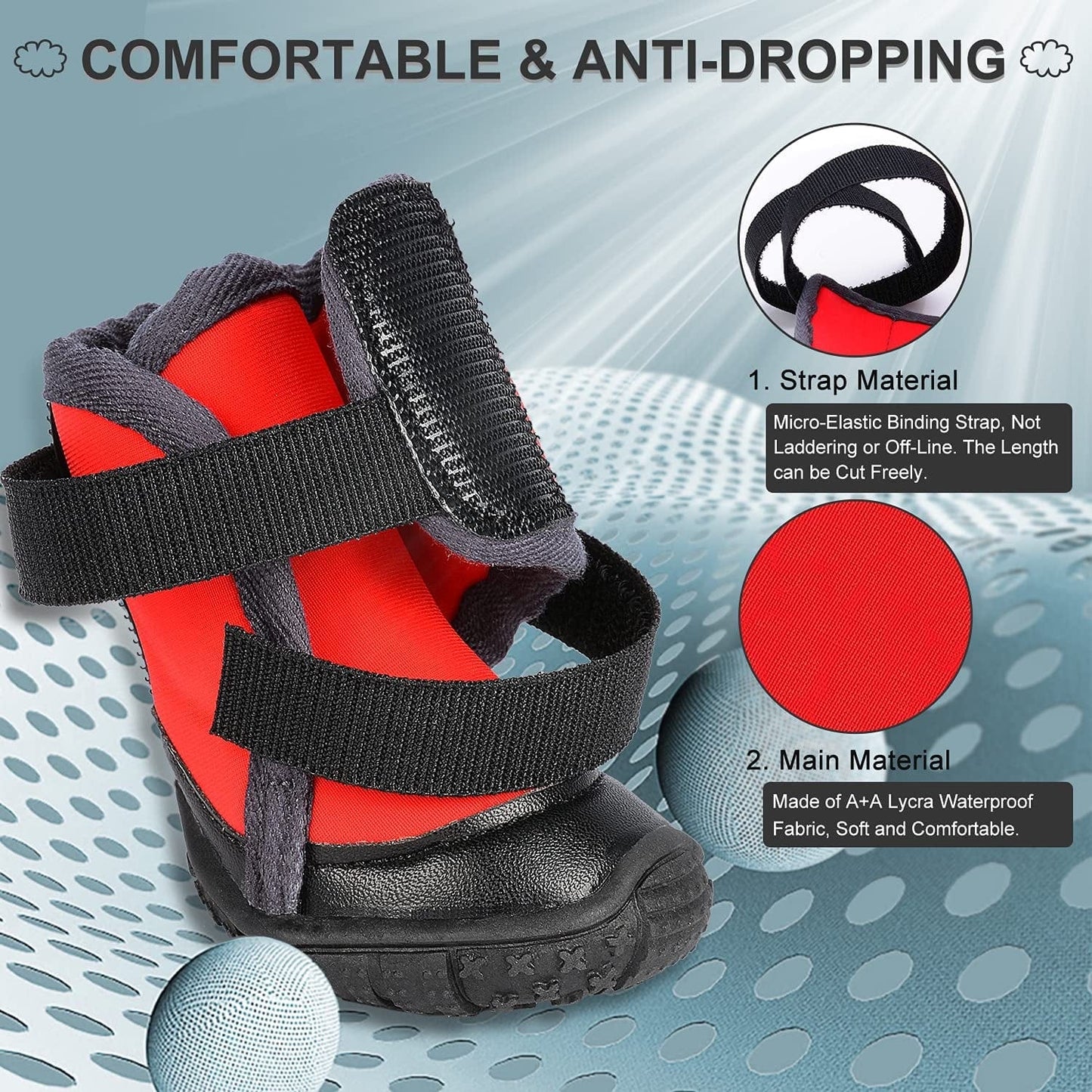 PETLOFT Dog Boots, Slip Resistant Waterproof 4Pcs Dog Puppy Shoes for Small Medium Large Dogs with Adjustable Fastener Strap, Protect Pet Paws Easy to Wear (L, Red) Animals & Pet Supplies > Pet Supplies > Dog Supplies > Dog Apparel J&D Tech   