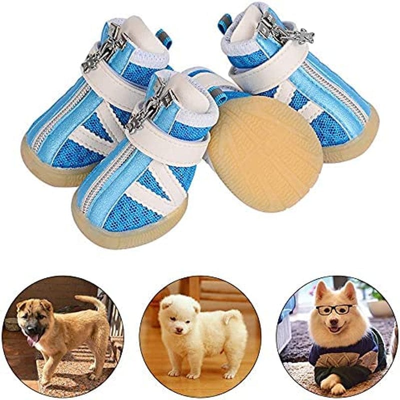 PETLOFT Small Dog Shoes, Reflective Slip Resistant 4Pcs Dog Puppy Boots Booties Pet Sneakers with Adjustable Fastener Strap for Small Medium Dogs, Protect Paws Easy to Wear Daily Use (Pink, Small)