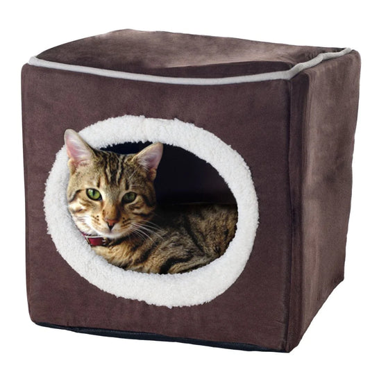 Petmaker, Small, Cozy Cave, Cat Bed, Dark Brown, 13-In Animals & Pet Supplies > Pet Supplies > Cat Supplies > Cat Beds Trademark Global Dark Brown  