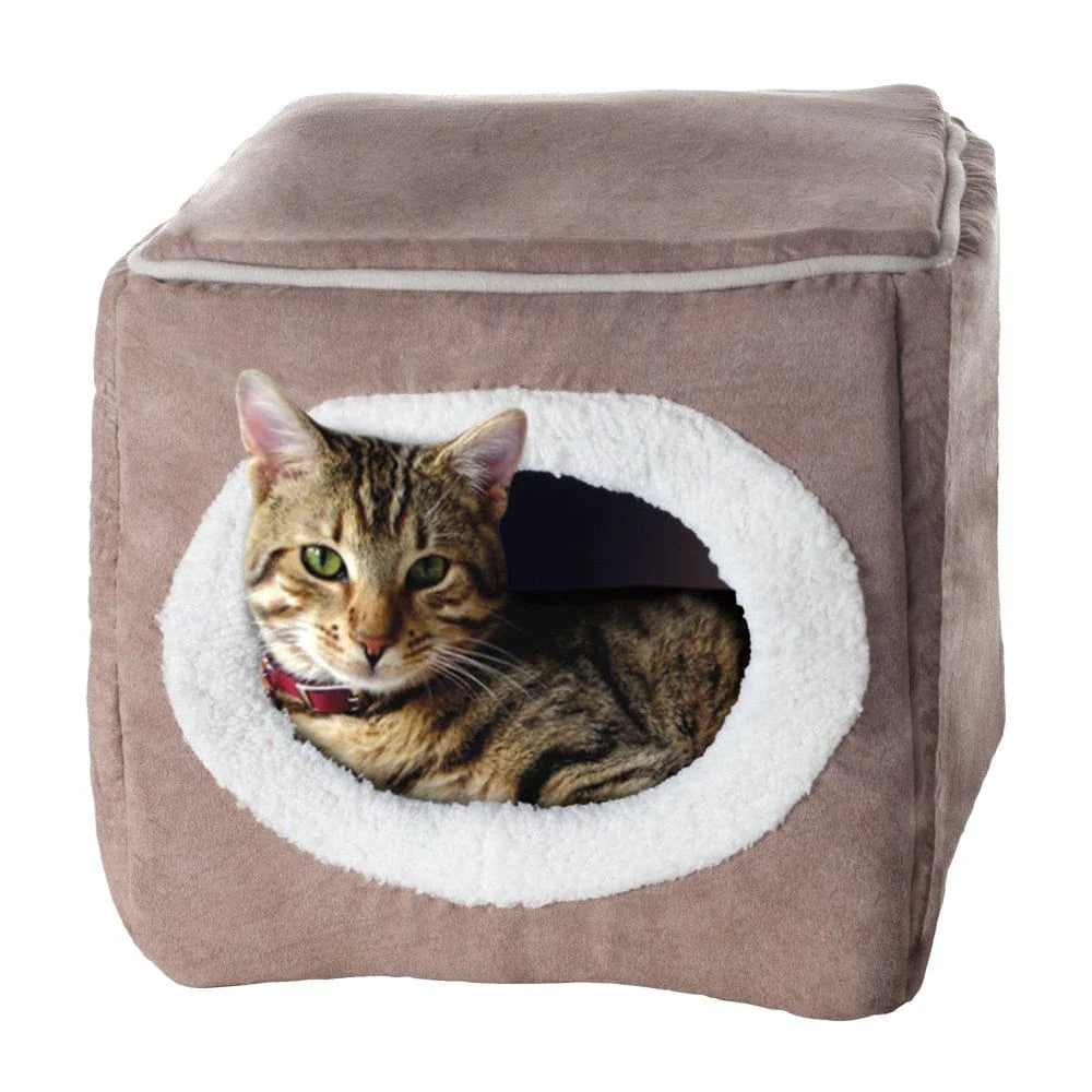 Petmaker, Small, Cozy Cave, Cat Bed, Dark Brown, 13-In Animals & Pet Supplies > Pet Supplies > Cat Supplies > Cat Beds Trademark Global Light Brown  
