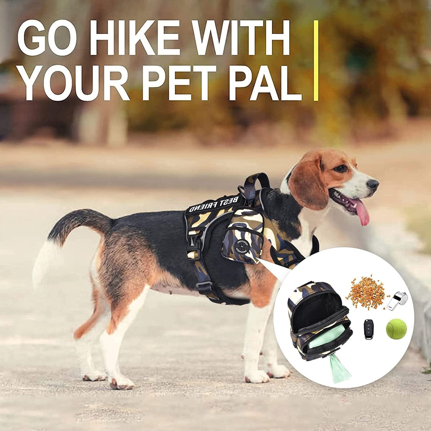 Petmolico No Pull Dog Harness, 2 Leash Clips Tactical Dog Harness Soft Padded Reflective Service Dog Vest with Dog Treat Pouch for Outdoor Walking Training, Camouflage Small Animals & Pet Supplies > Pet Supplies > Dog Supplies > Dog Apparel Petmolico   