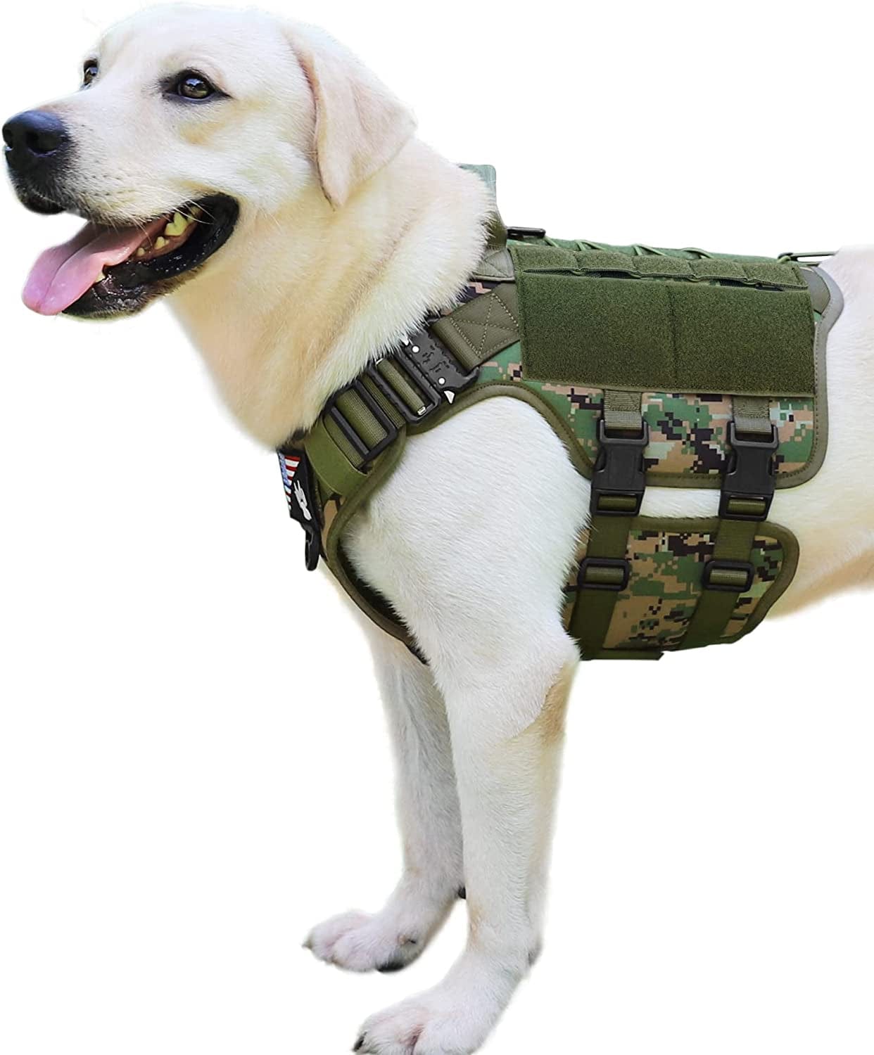 No-pull Military Tactical Dog Harness and Leash MOLLE Vest German Shepherd  M-XL