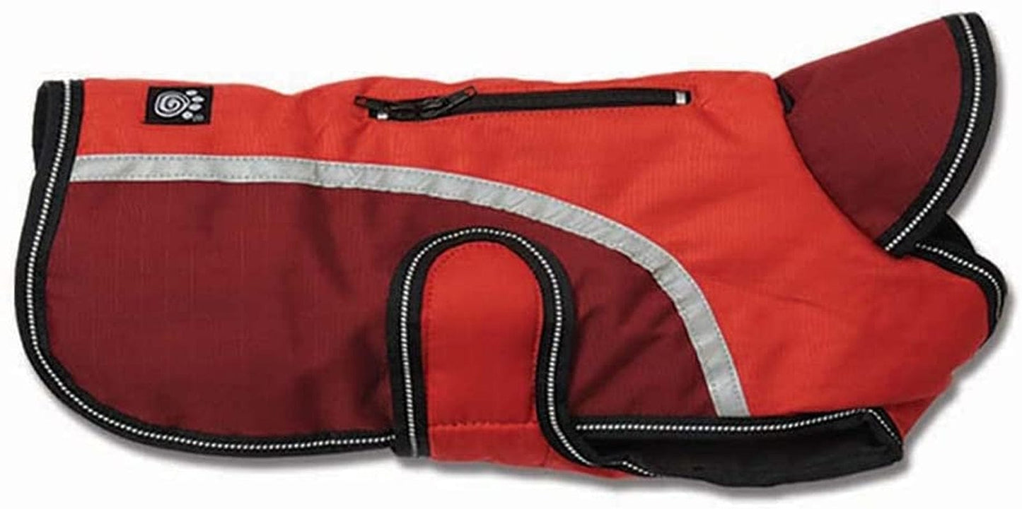 Petrageous 8400RXL Calgary Waterproof Dog Coat with Two-Way Zipper Opening for Dog Harness 23-Inch Long Heavyweight Jacket for Extra Large Dogs, Red Animals & Pet Supplies > Pet Supplies > Dog Supplies > Dog Apparel Pet Rageous Designs, LLC   