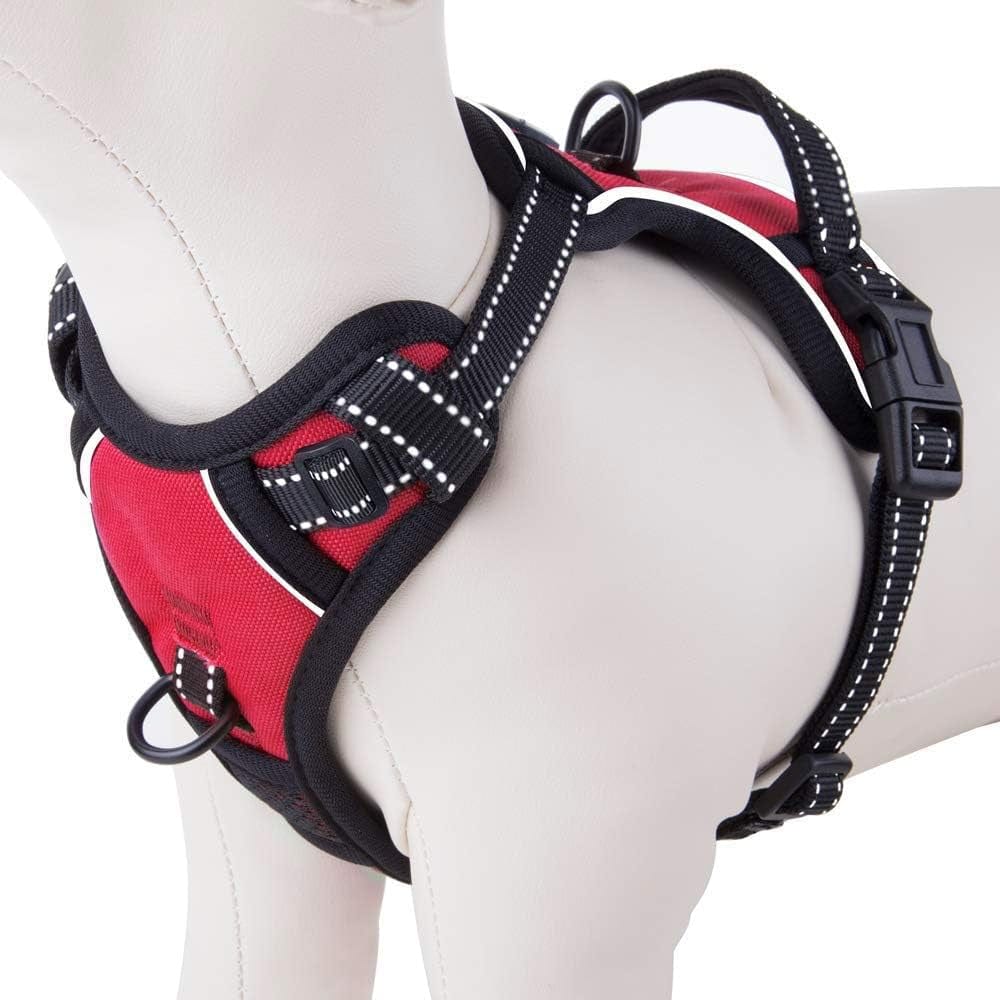 PHOEPET No Pull Dog Harness Medium Reflective Front Clip Vest with Handle,Adjustable 2 Metal Rings 2 Buckles(M, Grey) Animals & Pet Supplies > Pet Supplies > Dog Supplies > Dog Apparel PHOEPET Red Medium 