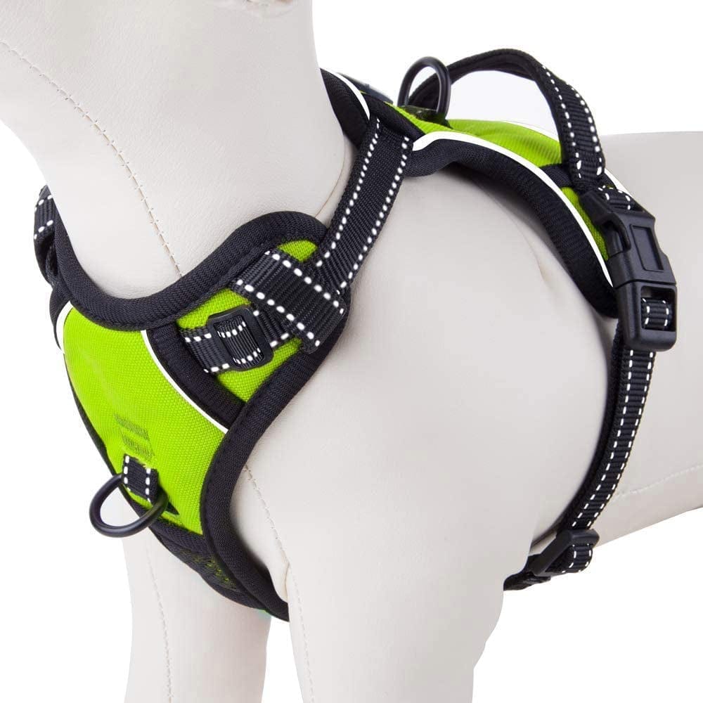 PHOEPET No Pull Dog Harness Medium Reflective Front Clip Vest with Handle,Adjustable 2 Metal Rings 2 Buckles(M, Grey) Animals & Pet Supplies > Pet Supplies > Dog Supplies > Dog Apparel PHOEPET Green XS 