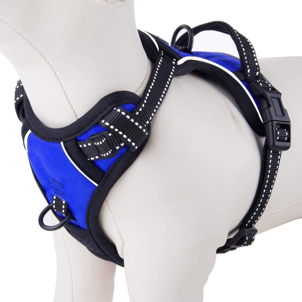 PHOEPET No Pull Dog Harness Medium Reflective Front Clip Vest with Handle,Adjustable 2 Metal Rings 2 Buckles(M, Grey) Animals & Pet Supplies > Pet Supplies > Dog Supplies > Dog Apparel PHOEPET Royal Blue XS 